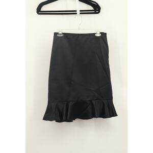 Js Collection Women's High Waist Mini Skirt Ruffle Hem Side Zip Size 6 Black